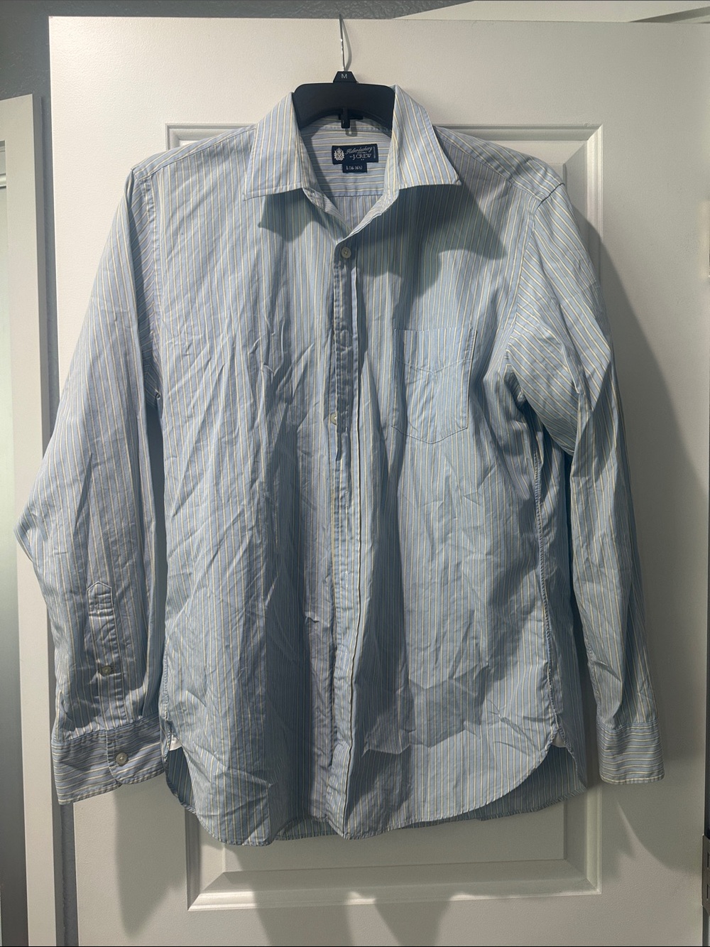 J. Crew Factory Light Blue and White Stripe Dress Shirt